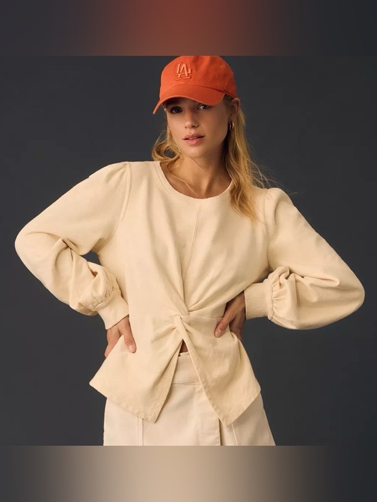 Pilcro Sweaters - Pilcro Anthropologie Cream Twist-Front‎ Pullover sweatshirt